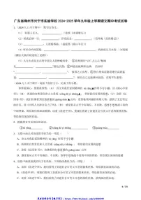2024～2025学年广东省梅州市兴宁市实验学校九年级(上)语文期中试卷