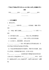 广东省江门市新会华侨中学2024-2025学年七年级上学期期中 语文试题（含解析）