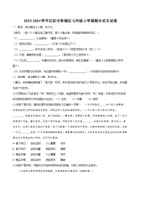 2023-2024学年北京市东城区七年级上学期期末语文试卷（含详细答案解析）