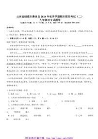 2024～2025学年云南省昭通市彝良县九年级上期末模拟语文试卷(含解析)