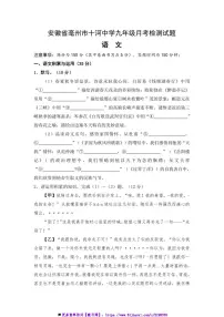 2024～2025学年安徽省亳州市十河中学九年级上月考检测语文试卷(含答案)