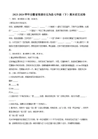 2023-2024学年安徽省芜湖市无为县七年级（下）期末语文试卷（含详细答案解析）