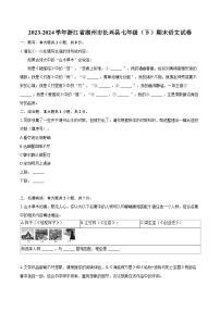 2023-2024学年浙江省湖州市长兴县七年级（下）期末语文试卷（含详细答案解析）
