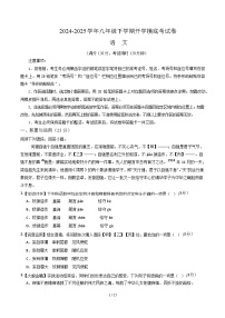 九年级语文开学摸底考（湖南专用）-2024-2025学年初中下学期开学摸底考试卷.zip