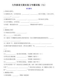 七年级上学期语文期末复习专题训练（七）