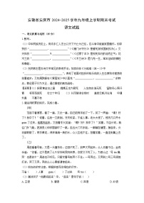 2024~2025学年安徽省安庆市九年级上学期期末考试语文试卷（解析版）