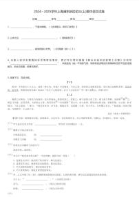 2024～2025学年上海浦东新区初三(上)期中语文试卷(含解析)