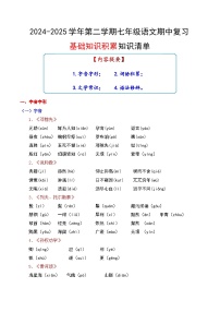七年级下册语文 期中考点讲练 专题01 基础知识积累（知识清单）2024-2025学年（统编版）