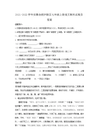 2021-2022学年安徽合肥庐阳区七年级上册语文期末试卷及答案