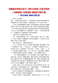 统编版中考语文复习：现代文阅读+文言文阅读+诗歌鉴赏+名著阅读 刷题练习题汇编（含答案解析）