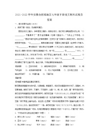 2021-2022学年安徽合肥瑶海区七年级下册语文期末试卷及答案