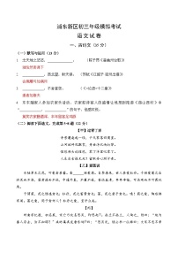 【2025届上海初三语文二模】2025届上海市浦东新区初三语文二模试卷与答案