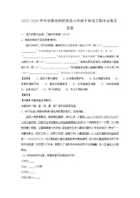 2023-2024学年安徽合肥肥西县七年级下册语文期末试卷及答案