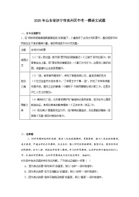 2025年山东省济宁市兖州区中考一模语文试题（含答案）