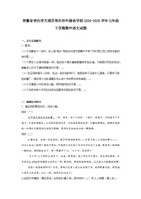 安徽省安庆市大观区安庆市外国语学校2024-2025学年七年级下学期期中语文试题（含答案）