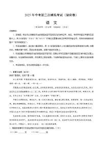 2025年中考第二次模拟考试卷：语文（湖南卷）（考试版）