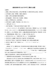 湖南省郴州市2025年中考三模语文试题（WORD版，含答案）