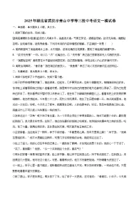 2025年湖北省武汉市青山中学等三校中考语文一模试卷(含详细答案解析)