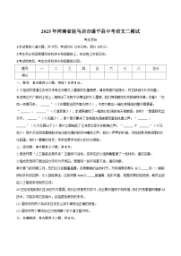 河南省驻马店市遂平县2025届九年级下学期中考二模语文试卷（含答案）