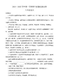河南省平顶山市叶县2024-2025学年九年级上学期期中质量检测语文试题