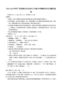 2023-2024学年广东省韶关市乐昌市八年级下学期期末语文试题及答案