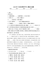 2025年广东省东莞市中考二模语文试题（无答案）
