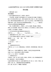 山东省菏泽市单县2024-2025学年七年级下学期期中考试语文试卷（解析版）