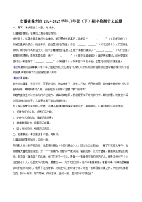 安徽省滁州市2024-2025学年八年级（下）期中检测语文试题（含答案）