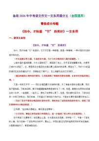 青春成长母题《如今，才知道 “它” 的美好》一文多用-备战2026年中考语文作文提分技巧讲练（全国通用）