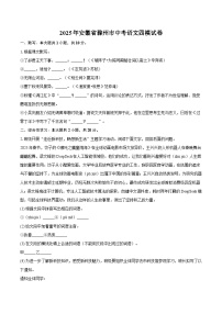 2025年安徽省滁州市中考语文四模试题（含答案）
