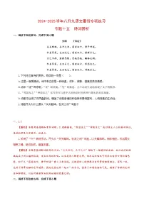 【复习篇】专项十五 诗词赏析-2024-2025学年八升九语文暑假专项练习 （解析版）