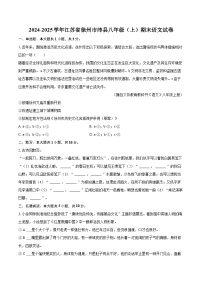 2024-2025学年江苏省徐州市沛县八年级（上）期末语文试卷（含详细答案解析）
