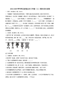 2024-2025学年河北省保定市八年级（上）期末语文试卷（含详细答案解析）