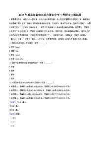 2025年黑龙江省哈尔滨市萧红中学中考语文三模试卷