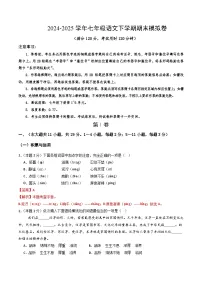 七年级语文期末模拟卷（天津专用，下册1~6单元）2024-2025学年初中下学期期末模拟考试