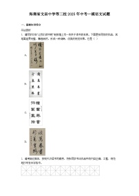 海南省文昌中学等三校2025年中考一模语文试题（含答案）