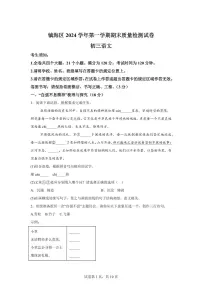 浙江省宁波市镇海区2024~2025学年九年级上学期期末语文试题（含解析）