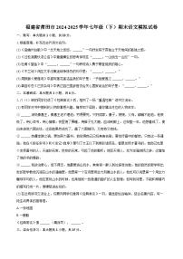 福建省莆田市2024-2025学年七年级（下）期末语文模拟试卷