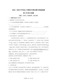 2024~2025学年福建省南安市九年级上学期期末语文试卷