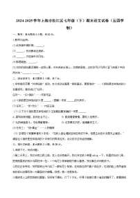 2024-2025学年上海市松江区七年级（下）期末语文试卷（五四学制）（含详细答案解析）