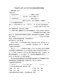 广东省中山市2025年中考三模考试语文试卷（学生版）
