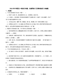2026年中考语文一轮复习专题：名著导读《艾青诗选的》训练题