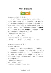专题01基础知识综合（期中真题专题练习 湖南专用）九年级语文上学期【附答案】