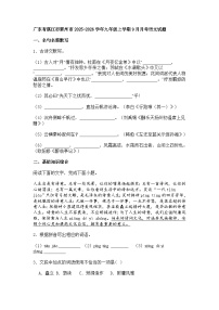 广东省湛江市雷州市2025-2026学年九年级上学期9月月考语文试题（含答案）