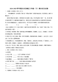 2024-2025学年重庆市巴南区八年级（下）期末语文试卷(含详细答案解析)