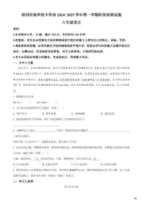2024-2025学年深圳实验学校中学部八年级上学期期中语文试卷