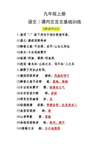 九年级上册语文期末课内文言文基础知识点训练