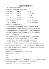 广东省广州市2025年七年级上学期语文期中试卷附答案