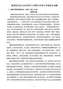 湖北省武汉市新洲区2025-2026学年九年级上学期10月月考语文试题