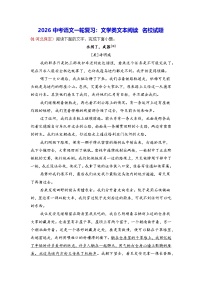 2026中考语文一轮复习：文学类文本阅读 名校试题（含答案解析）